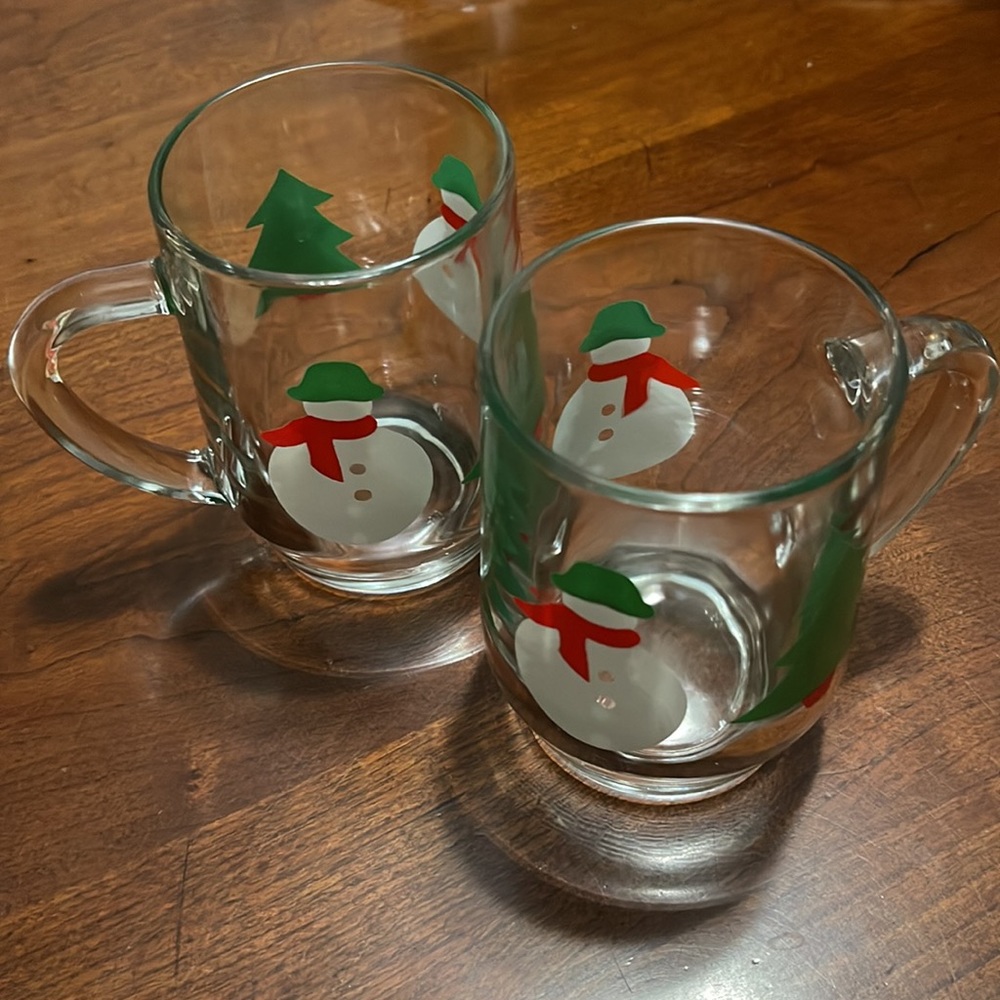 Two‎ Snowman Glass Mugs